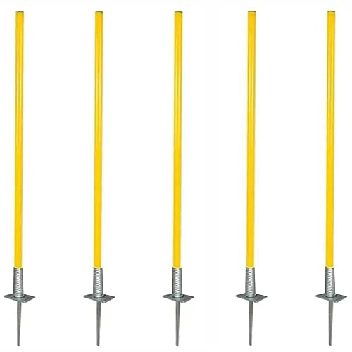 5 Pcs Set Training Agility Poles with Metal Spike, Yellow Slalom Training Agility Poles for Improve Agility/Speed/Footwork, Football Training Poles(1.5m(5ft)) - size: 1.5m(5ft)