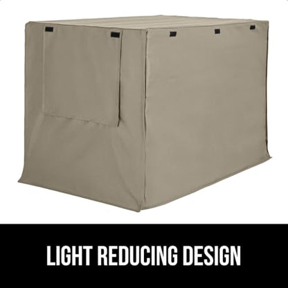 GORILLA GRIP Dog Crate Covers Compatible with Amazon Basics Dog Crates, All Sides Open, Privacy Cover Fits 42" Wire Kennel, Breathable Mesh Windows, Light Reducing Puppy Training Cage Topper, Taupe - color: Light Taupe, size: 42" X 28" X 30"