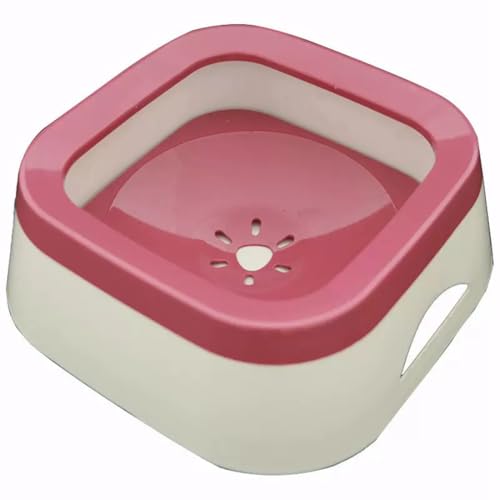 Anti-Splash Slow Water Bowl No Spill Water Feeder for Dogs and Cats 35 Oz Non-Slip Vehicle Carried (Pink, M) - color: Pink