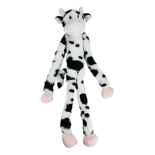 Multipet Swingin' Slevin Cow Dog Plush Toy - Squeaky Toys for All Dogs - Extra Soft Plush - Stuffed Animal for Cuddling & Playing - Cute (27”, White, 5 Squeakers) - size: 27", style: Cow