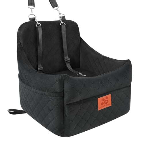 GL GLENSLAVE Dog Car Seat for Small/Medium Dogs, Dog Booster Car Seats with Thick Cushion for Dogs Under 35lbs, Detachable Washable Pet Carseat with Storage Pockets, 2 Safety Belts(Black) - color: Black