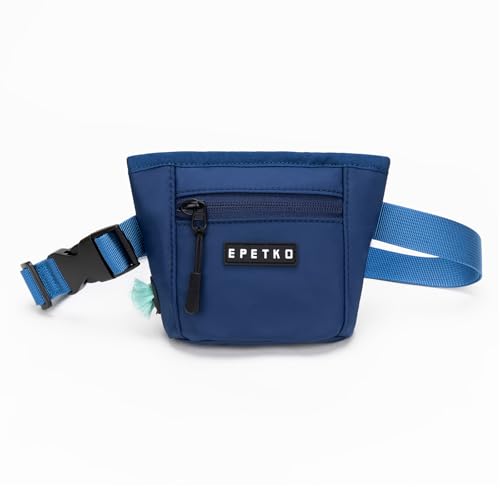 Dog Treat Pouch, Powerful Magnet Closure Device Dog Training Treat Bag Large Capacity Pet Treat Pouch with Poop Bag Dispenser Treat Bag for Dog Training with Metal Waistband Clip (Deep Blue) - color: Deep Blue