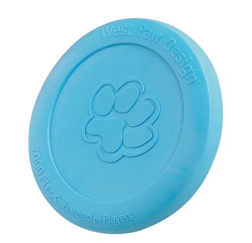 West Paw Zogoflex Zisc Dog Flying Disc, High Flying Aerodynamic Disc for Dogs Puppy – Lightweight, Floatable Disc for Fetch, Tug of War, Catch, Play – Doubles as Food/Water Bowl, Small 6.5", Aqua Blue - color: Aqua Blue, size: Small