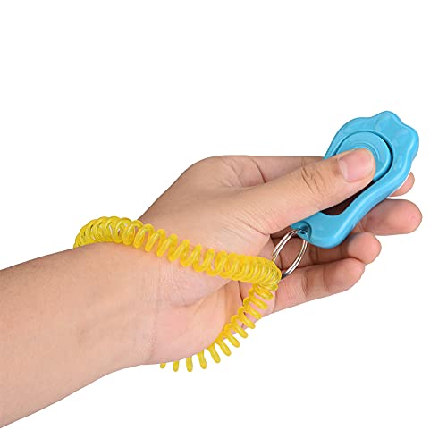 AYNEFY Pet Behavioral Training Clicker, Shaped 3 Gears Adjustable Volume Pet Dog Training Clicker Puppies Training Behaviour Whistle with Wrist Strap(Sky Blue) - color: Sky Blue