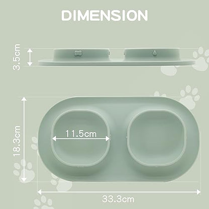 Dog Food Bowls Pet Bowls & Dog Water Bowls with No-Spill and Non-Skid, Feeder Bowls with Dog Bowl Mat for Small Medium Large Size Dogs Cats Puppy Pets, Dog Dishes (Green) - color: Green