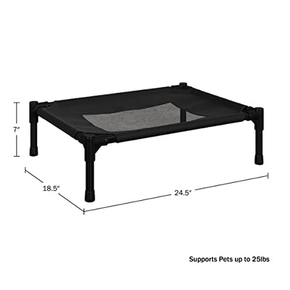 Elevated Dog Bed - 24.5x18.5-Inch Portable Pet Bed with Non-Slip Feet - Indoor/Outdoor Dog Cot or Puppy Bed for Pets up to 25lbs by PETMAKER (Black) - size: Small