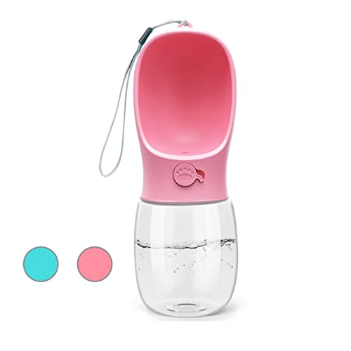 Kalimdor Dog Water Bottle, Leak Proof Portable Puppy Water Dispenser with Drinking Feeder for Pets Outdoor Walking, Hiking, Travel, Food Grade Plastic (12oz Pink) - color: 12oz Pink