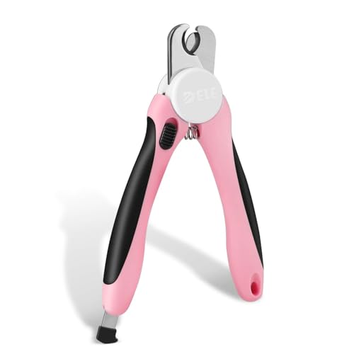 Flexzion Pet Nail Clippers for Dogs & Cats - Stainless Steel Blade Cat Nail Trimmer with Stored Nail File, Safety Guard, Easy Grip Handle - Dog Nail Clippers for Large Dogs, Medium Small Breeds, Pink - color: Pink