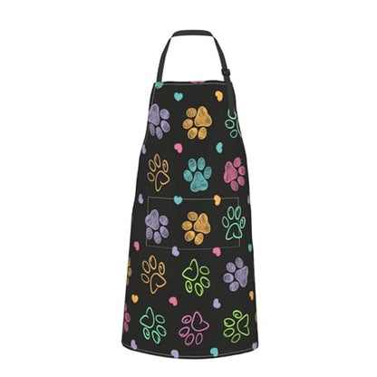 Dog or Paw Apron - 33" x 28" Large with 26" Waist Ties, Lightweight, with 2 Pockets for Your Cooking Essentials - style: Dog Animal Paws