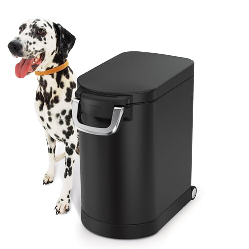 simplehuman 25 Liter, 27 lb / 12.2 kg Medium Pet Food Storage Container for Dog Food, Cat Food, and Bird Feed, Alloy Steel, Matte Black - color: Matte Black, size: Medium