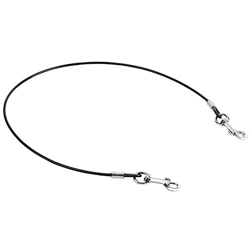 Mogoko Pet Dog Car Seat Belt Restraint, Coated Stainless Steel Chew Proof Dog Vehicle Safety Tether Cable, Double Clip No-Chew Pet Car Leash Lead-31 Inch - color: Black, size: 31 inches