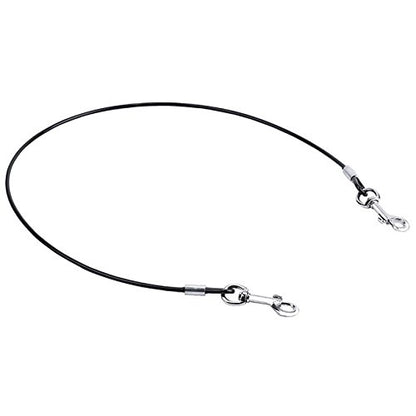 Mogoko Pet Dog Car Seat Belt Restraint, Coated Stainless Steel Chew Proof Dog Vehicle Safety Tether Cable, Double Clip No-Chew Pet Car Leash Lead-31 Inch - color: Black, size: 31 inches