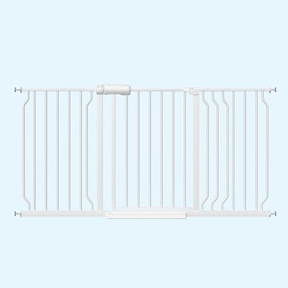 WAOWAO Baby Gate 134-158cm(53-62인치) 엑스트라 와이드 압력 장착 워크 스루 스윙 자동 닫힘 안전 화이트 메탈 유아 어린이 개 애완동물 강아지 계단, 출입구, 주방용 - color: 화이트., size: 52.8-61.8"/134.11-156.97cm