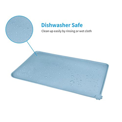 AUDWUD Silicone Waterproof Pet Feeding Mats,Anti Slip Bowl Pad,Dog Mat for Food and Water - color: Slate, size: 18.5" x 11.5"