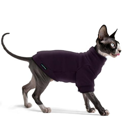 Sphynx Cat Clothes Fleece Cats&Small Dogs Pullover Sweater | Soft warm fleece, covers belly. Stretchy, easy on. Washes well. For small dogs & cats: daily walks, naps, AC rooms. - color: DP2, size: Large
