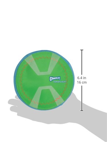 Chuckit! Max Glow Paraflight Flying Disc Dog Toy, Small (6.75"), Green And White - color: Green/Max Glow, size: Small