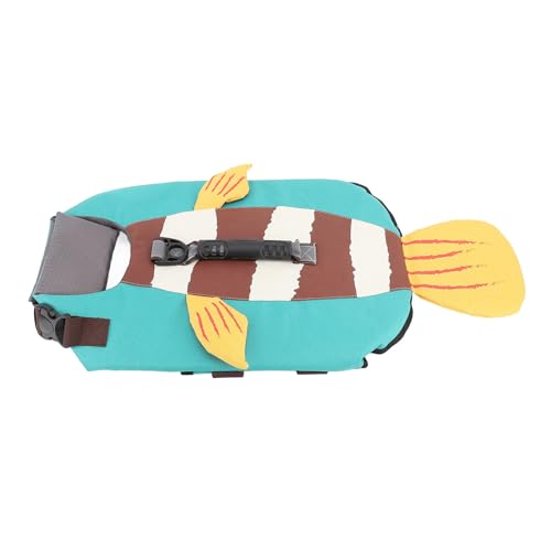 JTLB Dog Life Jacket Dog Life Vest Safety Vest Fish Look Reflective Strip Adjustable Handle Oxford Fabric Lake Blue for Swimming Boating Beach Pool (S) - size: S