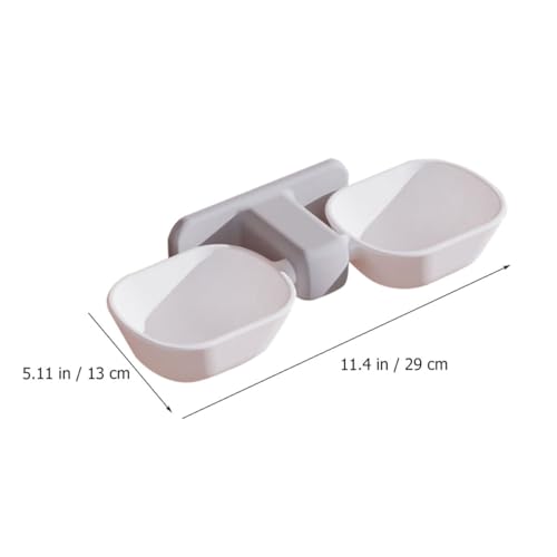 Homoyoyo Wall-Mounted Pet Dual Feeding Bowl with Splash Guard, White Plastic Cat Feeder for Food and Water, Neck Protection Design for Indoor Cats