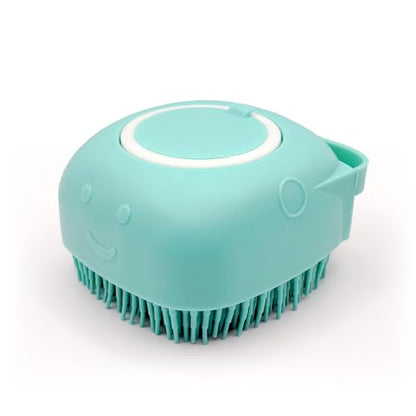 HamInWay Dog Bath Brush, 2-in-1 Dog Grooming Brush with Built-in Shampoo Dispenser, Gentle Silicone Bristles for Bath & Massage, Non-Slip Handle, Easy Clean Design for Dogs, Cats & Small Pets, Blue - color: Blue