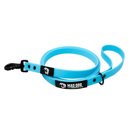 Biothane Dog Leash by Mad Dog Products - (.75" x 6 Foot Clip Leash, Aqua) - color: Aqua