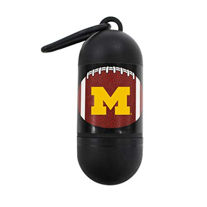 Pets First NCAA MICHIGAN WOLVERINES PET LICENSED Poop Waste Bag Dispenser and D Ring for Leash with 1200 Premium Garbage Bags - color: Michigan Wolverines, size: 80 Rolls = 1200 Bags - Best Value!