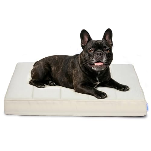 Cooling Dog Bed for Medium Dogs - Orthopedic Pet Beds with Memory Foam, QMAX>0.5, Waterproof Removable Washable Cover for Hot Weather, Dark Beige, 30" L x 20" W x 3" H - color: Dark Beige, size: 30"L x 20"W x 3"H