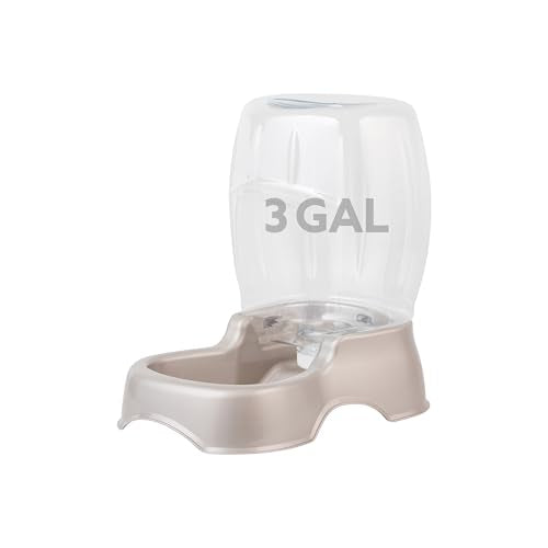 Petmate Pet Cafe Cat and Dog Water Dispenser - Water Bowl for Cats and Dogs, USA Made, 3 GAL, Pearl Tan - color: Pearl Tan, size: 3 GAL
