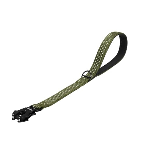 PetBonus Heavy Duty Short Dog Leash, 18 Inch Nylon Traffic Leash with Quick Release Clip, Comfortable Padded Handle, Reflective Training Lead for Medium Large Dogs (Army Green, 18") - color: Army Green, size: 18 Inch