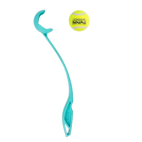 Outward Hound FlyFetch Launch-A-Ball Dog Toy, Launches Up to 3X Farther, Works with FlyFetch Squeaker Ballz & Rubber Balls, 15.5", Medium - color: Ball Launcher Blue