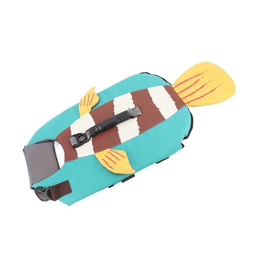 JTLB Dog Life Jacket Dog Life Vest Safety Vest Fish Look Reflective Strip Adjustable Handle Oxford Fabric Lake Blue for Swimming Boating Beach Pool (S)
