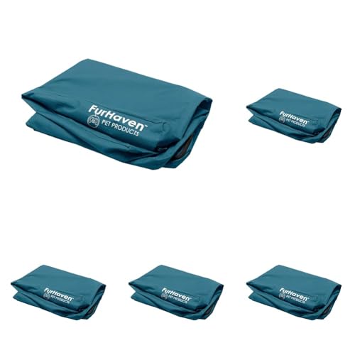 Furhaven Replacement Dog Bed Cover Water-Resistant Indoor/Outdoor Logo Print Oxford Polycanvas Mattress, Washable - Deep Lagoon, Large (Pack of 5) - color: Deep Lagoon, size: Large (Pack of 5)