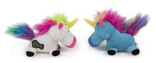 goDog (2 Count) Magical Creatures Unicorn Squeaky Plush Dog Toy, Chew Guard Technology - Blue/White, Small - size: Small, style: Unicorns, 2-Pack