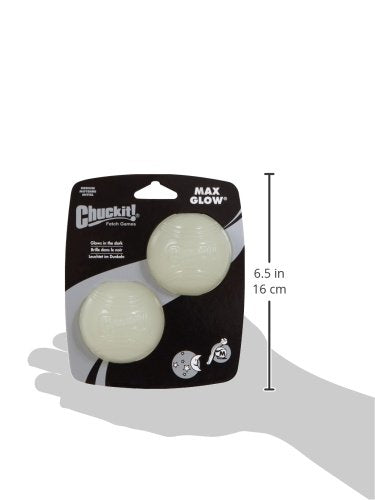 Chuckit! Glow in the Dark Bouncy Balls - Ball for Dogs, Chuckit Dog Toy, Max Glow Balls - Medium, 2.5 Inch Pack of 2 - size: Medium