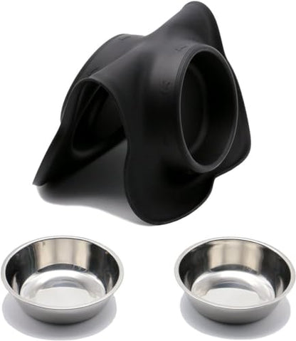 Dog Bowls Stainless Steel Bowls with No Spill Skid Resistant Silicone Mat, 24oz 48oz Dog Food and Water Bowl Set Feeder for Small Medium Large Size,Dogs,Cats Pets Puppy Dish - size: Small/12oz each