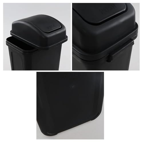 Bathroom Trash Can with Lid ,5.5 Gallons, Plastic Garbage Can with Lid, Waste Basket,trash Bin,garbage Bin ,dog Proof Trash Can for Office, Bathroom, Kitchen, Living Room, Bedroom, Outdoor, Dorm - color: Black