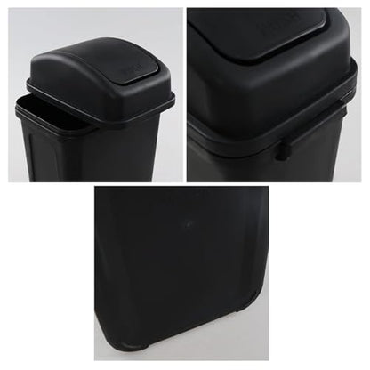Bathroom Trash Can with Lid ,5.5 Gallons, Plastic Garbage Can with Lid, Waste Basket,trash Bin,garbage Bin ,dog Proof Trash Can for Office, Bathroom, Kitchen, Living Room, Bedroom, Outdoor, Dorm - color: Black
