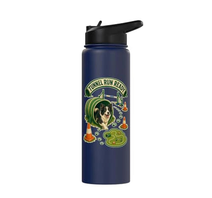 TUNNEL RUN READY Dog Agility Cones Stainless Steel Insulated Water Bottle - color: Navy Blue