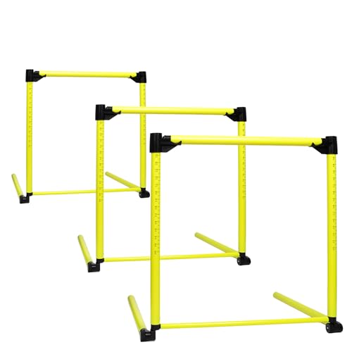 3Pcs Adjustable Height Hurdles Training Equipment, Hurdles Track and Field | Agility Speed Jumping Training Equipment for Soccer Basketball Football Dogs,Outdoor Backyard- Detachable-Green