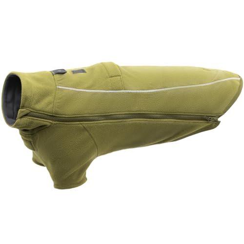 Ruffwear, Climate Changer Fleece Dog Jacket, Sleeved Silhouette for Core Heat, Quick‑Dry Fleece, Full‑Length Zip, Front & Back Leash Portals, Reflective Trim, Cedar Green, XX-Small - color: Cedar Green, size: XX-Small