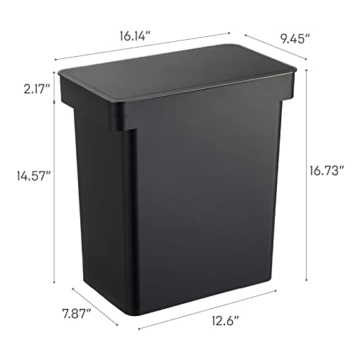 YAMAZAKI Home Tower Airtight Pet Food Storage Container - Cat And Dog Food Holder Bin With Transparent Lid And Handle - Extra Large - Polypropylene - 6.6 Gallons, 25 Liters - color: Black, size: Extra Large