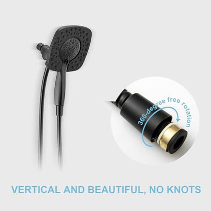 OFFO Shower Hose, 48 in Kink Free Stainless Steel Shower Hose Attachment Electroplating Handheld Shower Head Hose Flex Hoses Extension with Brass Insert & Nut for Pet Bathing Cleaning, Matte Black - color: Matte Black, size: 48 in