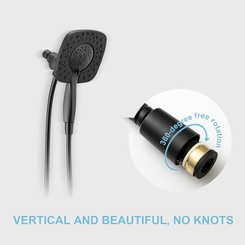 OFFO Shower Hose, 100 in Kink Free Stainless Steel Shower Hose Attachment Electroplating Handheld Shower Head Hose Flex Hoses Extension with Brass Insert & Nut for Pet Bathing Cleaning, Matte Black - color: Matte Black, size: 100 in