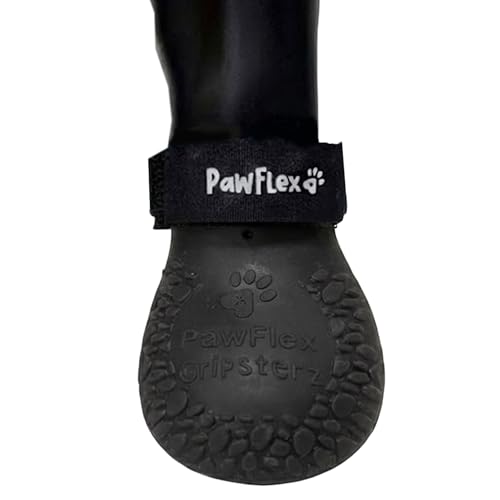 PawFlex Gripsterz All Weather Waterproof Nonslip Silicone Dog Boots. Super Stretchy Paw Protection - Dog Shoes for Hot Pavement, Snow, Ice, and Rain. Provides Traction on Slippery Surfaces - color: Black Onyx, size: 2XS