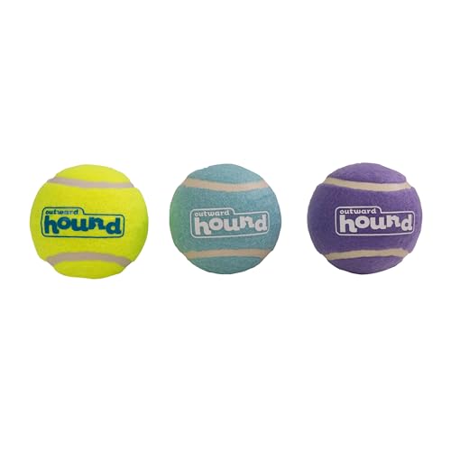 Outward Hound FlyFetch Squeaker Ballz Dog Toy, Squeaking Fetch & Retrieve Tennis Balls, Floats in Water, Compatible with FlyFetch Launch-A-Ball, 2.5", 3-Pack - color: Squeaker Ballz Multi