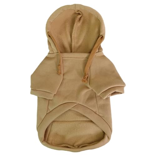 Jecikelon Dog Hoodies for Small Dogs with Zipper Pocket, Soft Fleece Puppy Clothes with Rope Hat, Warm Winter Outfits Cold Weather Coats, Cute Sweatshirt Chihuahua Costume (Khaki, Small) - color: Khaki, size: Small