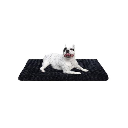 Washable Dog Bed Mat Crate Pad Soft Fluffy Pet Kennel Beds Dog Sleeping Mattress for Large Jumbo Medium Small Dogs, 30 x 19 Inch, Black - color: Black, size: 30.00" x 19.00" x 1.50"