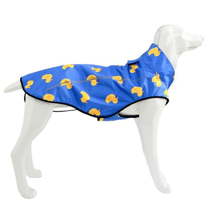 Mile High Life Dog Raincoat, Adjustable Waterproof Reflective Rain Jacket for Small Medium Large Dogs, Lightweight Breathable Pet Rain Coat with Leash Hole(Blue Duck,XXS Chest 16-19") - color: Blue Duck, size: XXS Chest 16"-19"