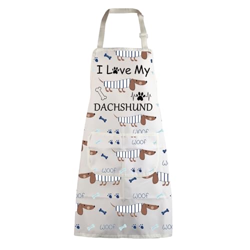 MBMSO Dachshund Apron Dog Apron with Pockets Dachshund Lovers Gift for Grooming Apron for Dog Groomer Dachshund Cooking Apron