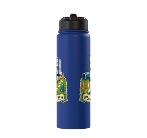 WEAVE POLE CALM Dog Agility Course Stainless Steel Insulated Water Bottle - color: Royal Blue