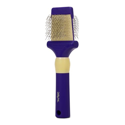 Jelly Pet Double Sided Dog Slicker Brush, Longer Pins, Flexible Head, Fine/Coarse Sides, Removes Unwanted Tangles, Small, Purple - size: Small